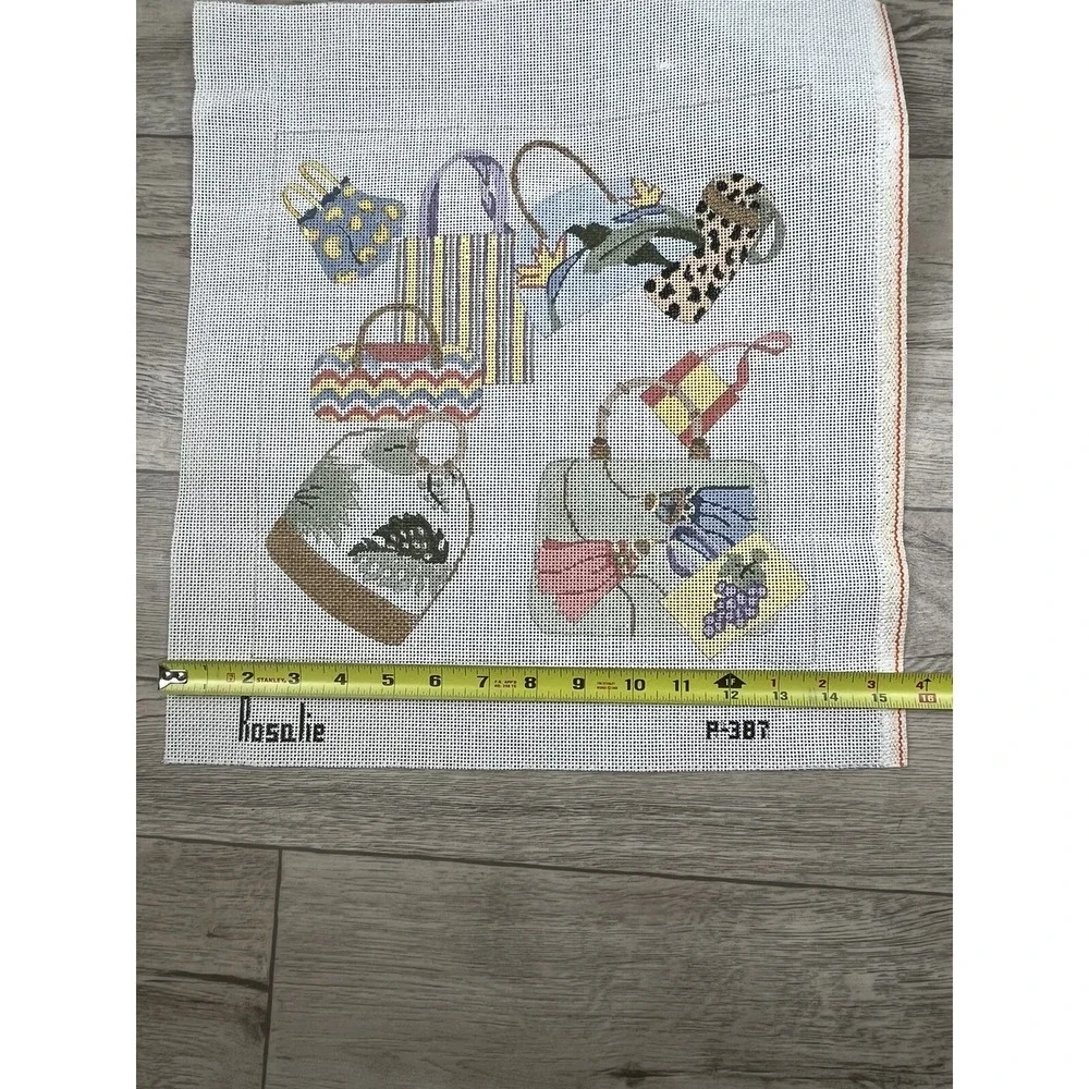 ROSALIE PETERS Handpainted Needlepoint Canvas Handbags Bags Pillow Design 13ct